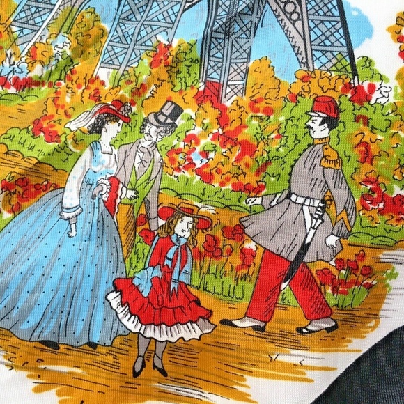 Vintage Paris Souvenir Scarf Historical Landmarks J. Mico Sancho 30” Square - Picture 6 of 7